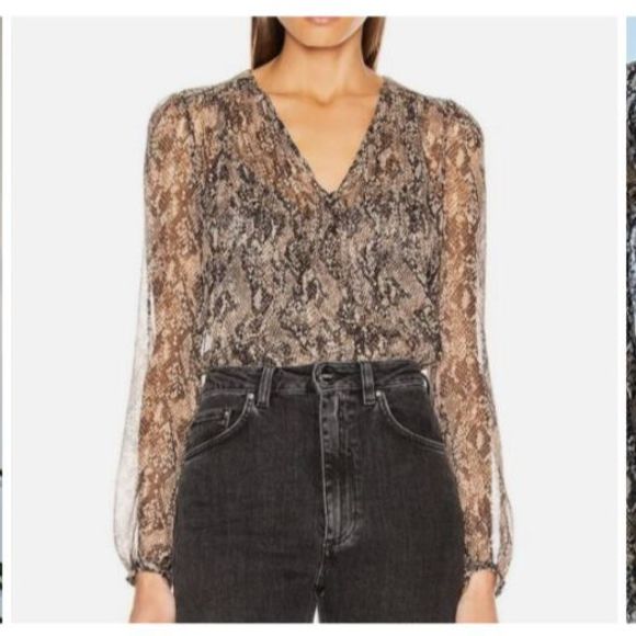 Veronica Beard Lowell Snake Print Silk Blouse - Picture 2 of 13